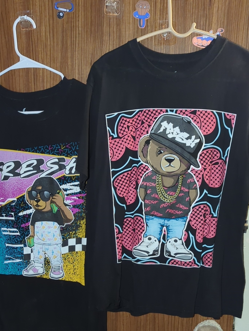 2 Boys Kids Black 'Fresh' Bear Graphic Short Sleeve Tee.  Medium And small Bundl - Picture 3 of 3